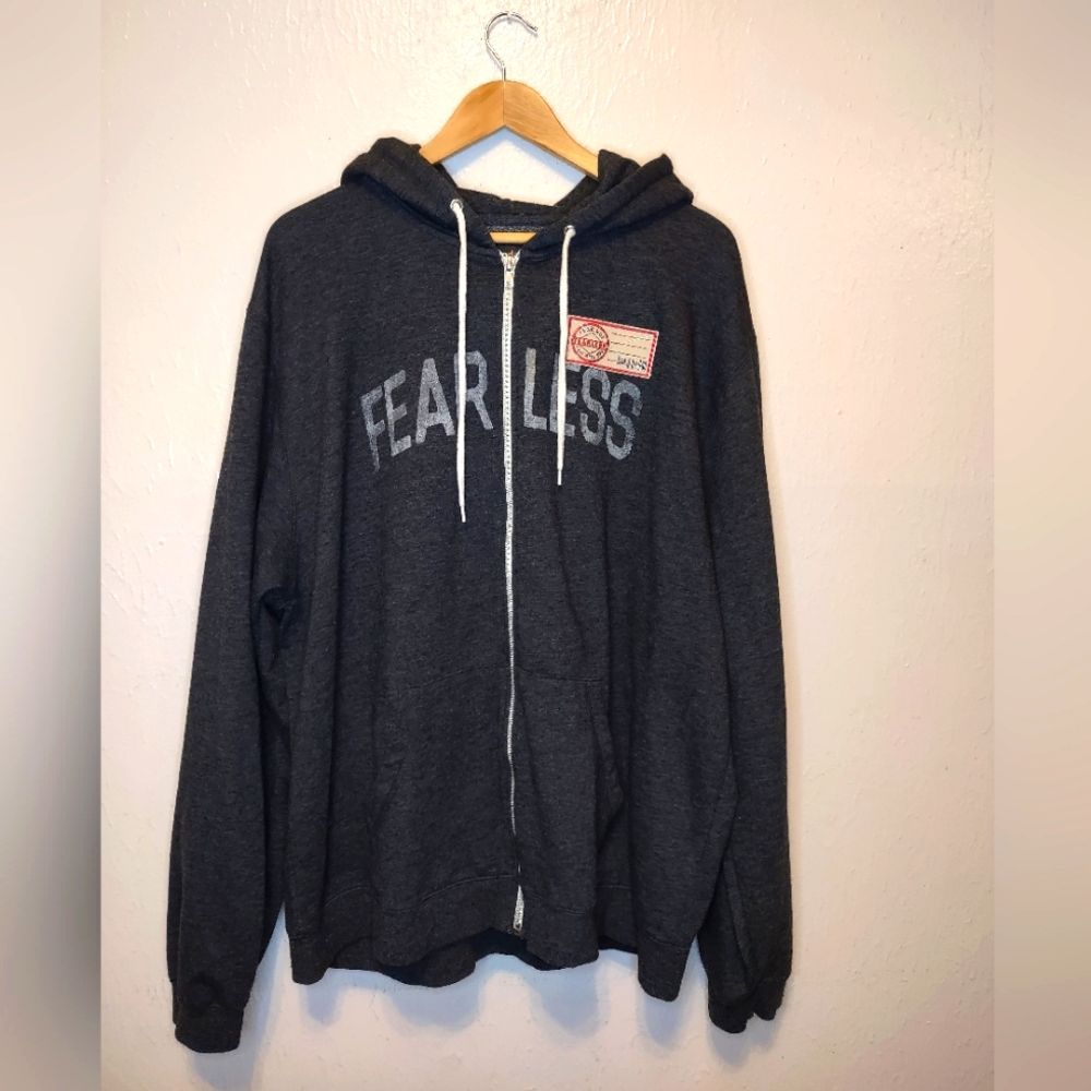 Fearless Graphic Hoodie Relaxed Fit Charcoal Grey Jacket‎ Men's Size XXL